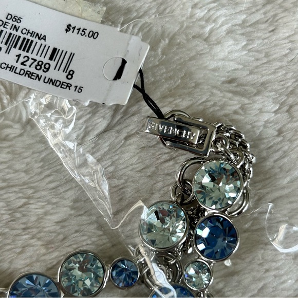 NWT Givenchy Multi Crystal Necklace Blue Green Clear Shiny - Picture 6 of 6